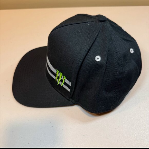 Monster Energy Black Striped Embroidered Logo Casual Adjustable Snapback Hat Cap - Picture 3 of 6
